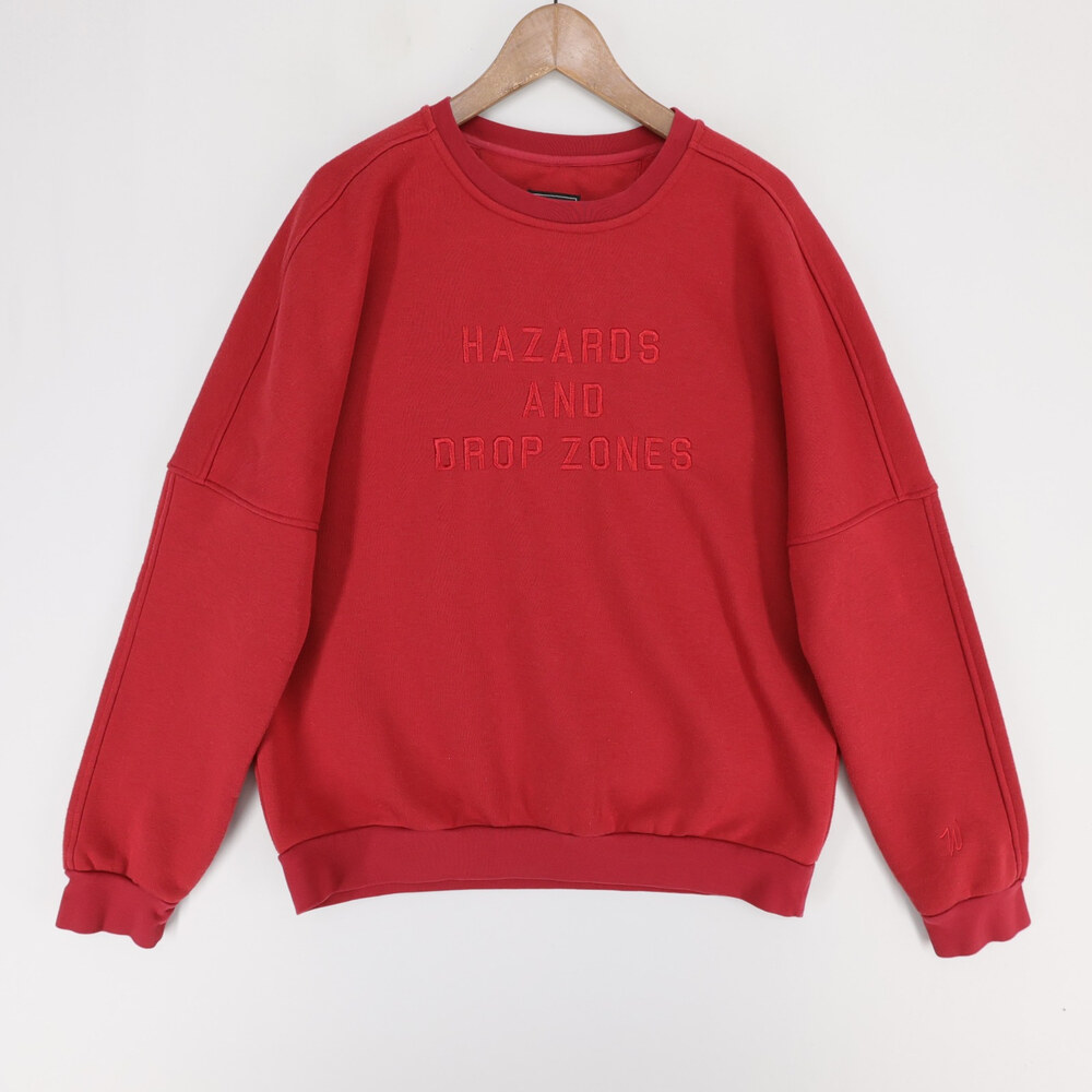 Waggle Sweatshirt Mens L Red Crewneck Golf Embroidered Hazards Drop Zones